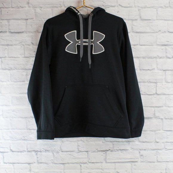 Under Armour MD Loose Black Long Sleeves Hooded Pullover Sweatshirt Size M - Picture 2 of 8